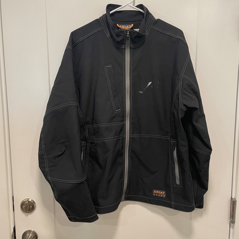 Ariat Rebar Mens Large Black Softshell Work Jacket Water Resistant Full Zip L